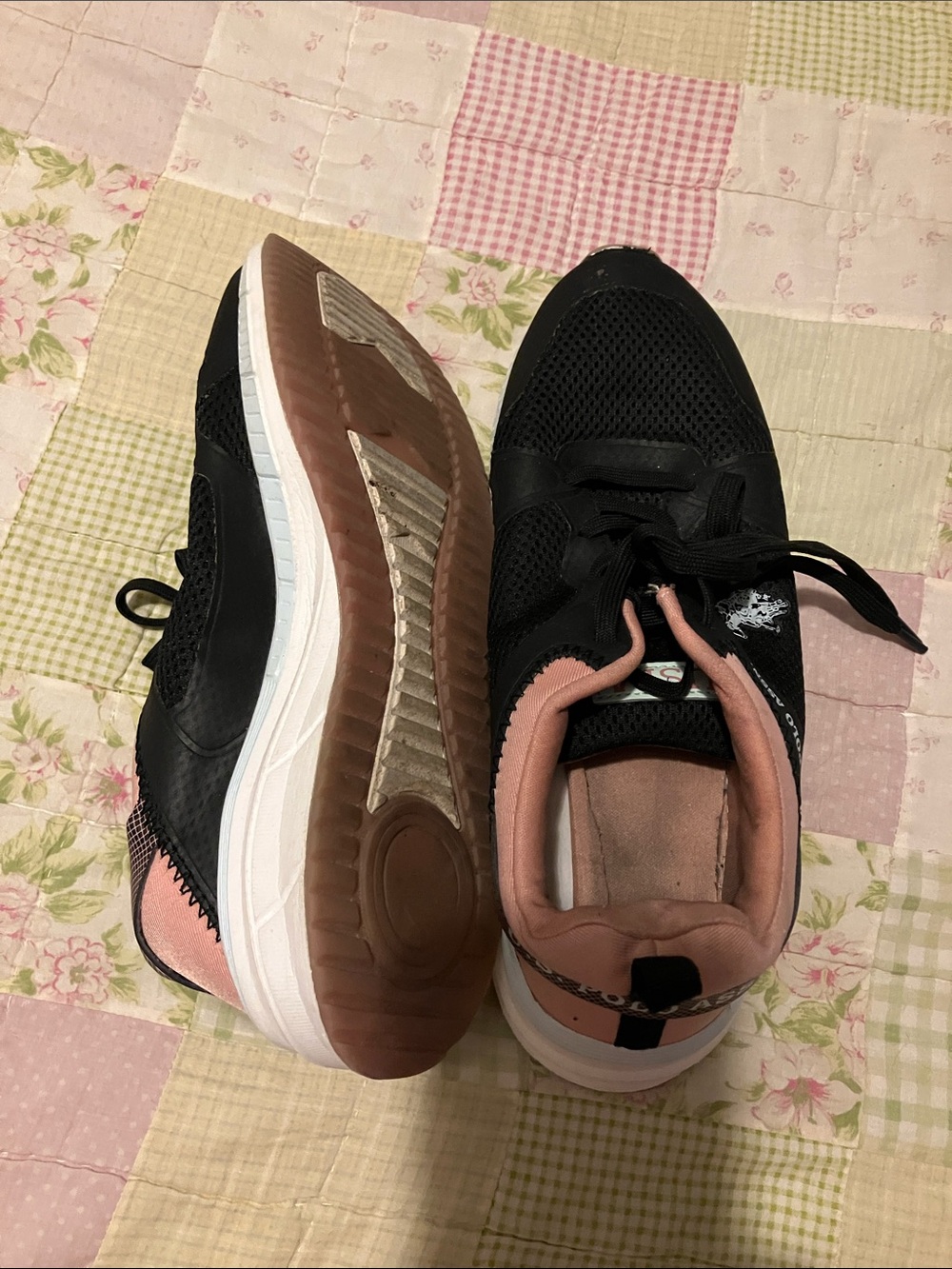 U.S. Polo Assn. Women's Black and Pink Athletic Sneakers